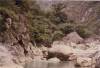 Looking upstream at the end of a long portage where the river disappeared